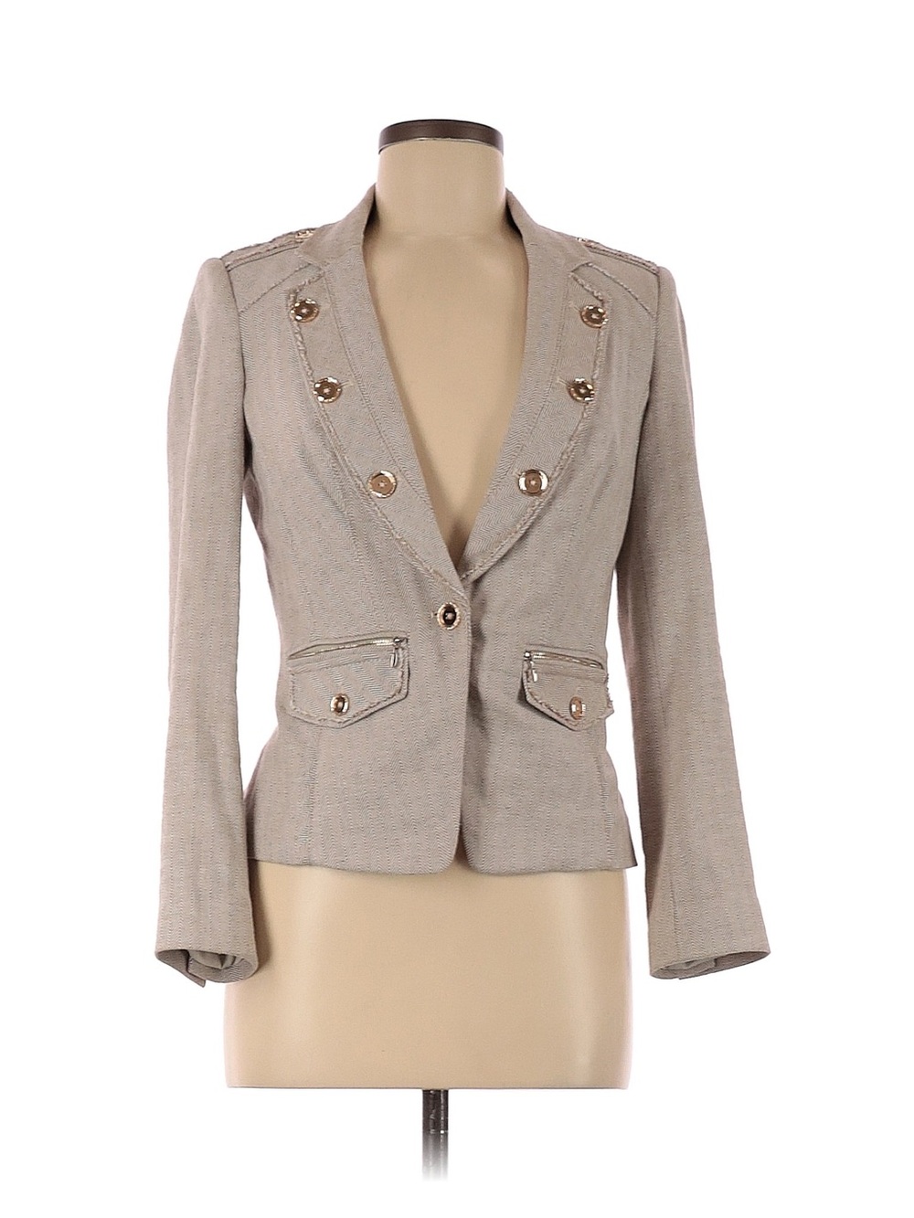 White House Black Market Dapper Day Herringbone Military Blazer – Size 14 – NWT